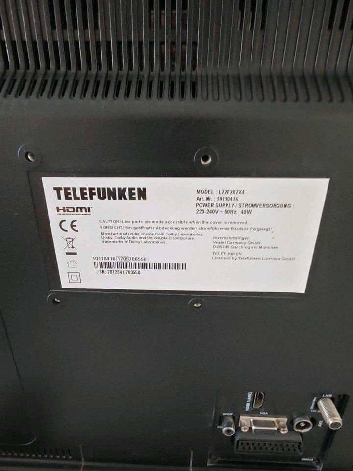 Fernseher 22" Telefunken in Emmerich am Rhein