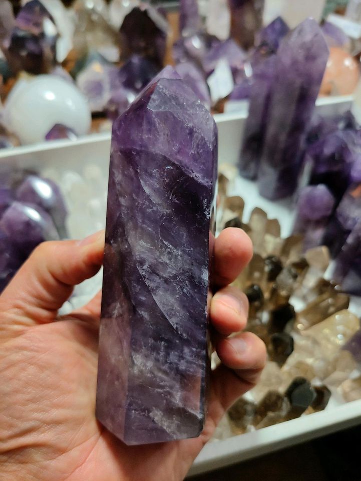 Klare Spitzen (poliert) Bergkristall, Rauchquarz, sowie Amethyst in Schnaittenbach