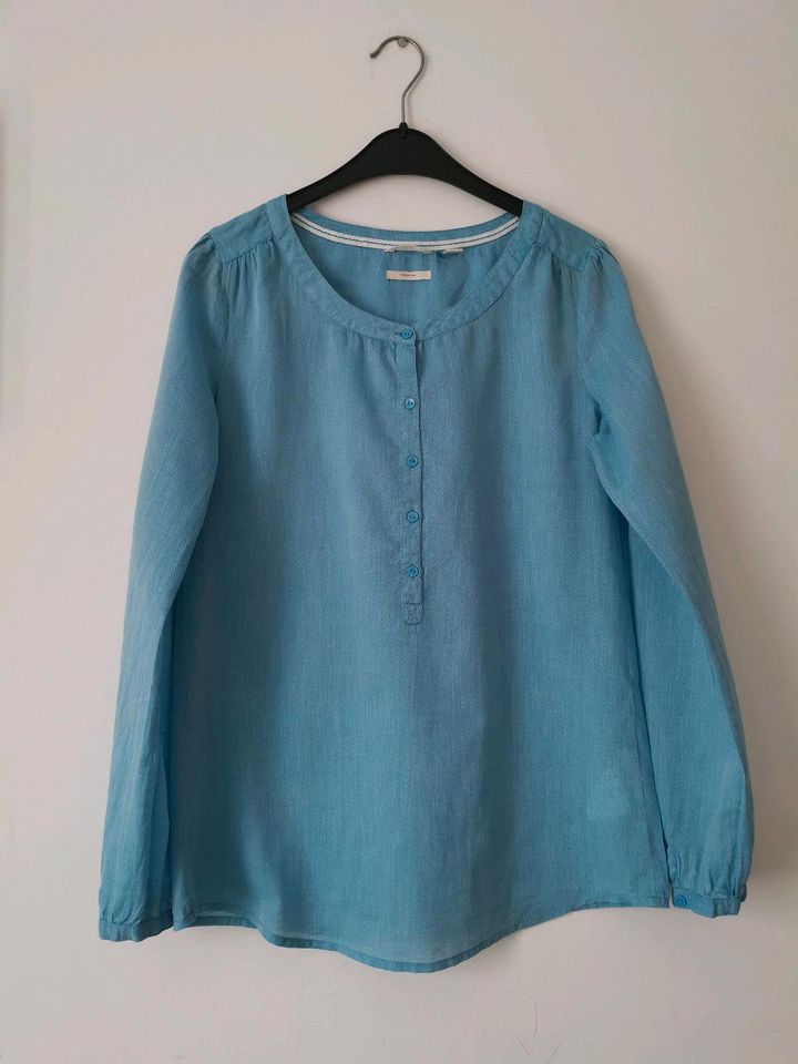 Esprit Essential Bluse Tunika Ärmel zum Hochkrempeln türkis Gr 36 in Niedermohr