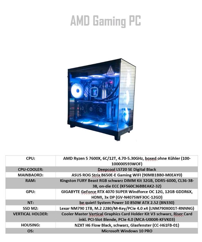GAMING PC | AMD 7600X | 32GB RAM | 1TB SSD | RTX 4070 Super in Riesa