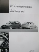 AC Schnitzer 3er Reihe E46 Touring preisliste 2/2003 Nordrhein-Westfalen - Minden Vorschau