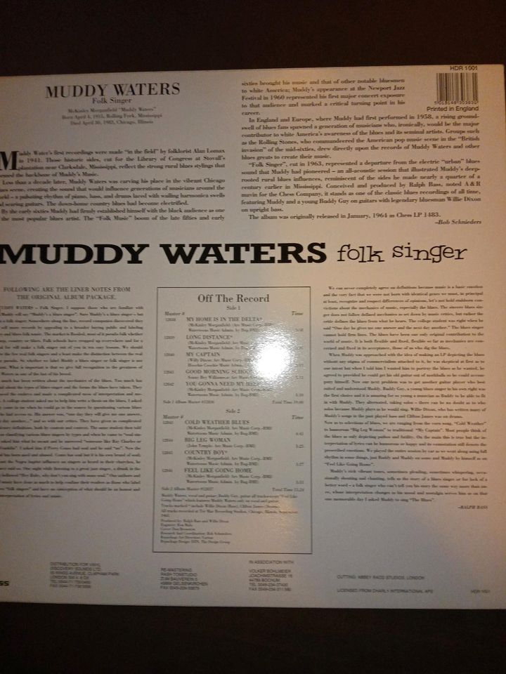 MUDDY WATERS FOLK SINGER HDR 1001 Vinyl LP A U D I O P H I L in Mannheim