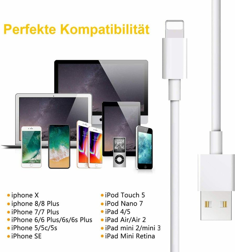 2x iPhone iPad Lightning Ladekabel Kabel 1m 13 12 11 Pro Max X XS XR in Meinerzhagen