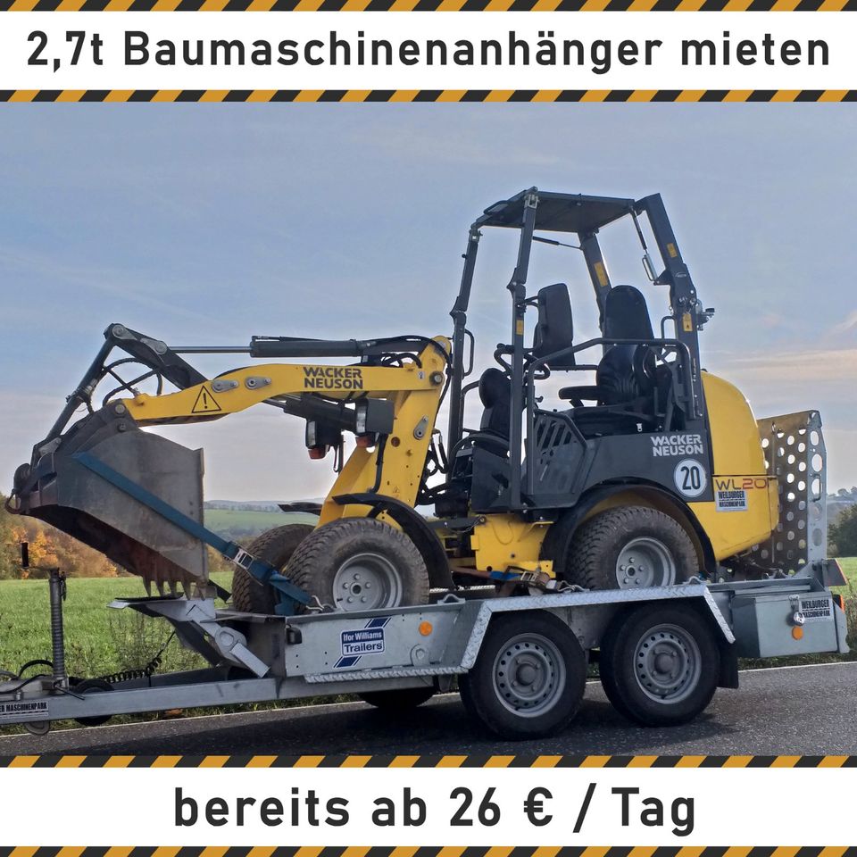 Anhänger mieten - 750kg - 3,5t Kipper Transporter Baumaschinen in Weilmünster