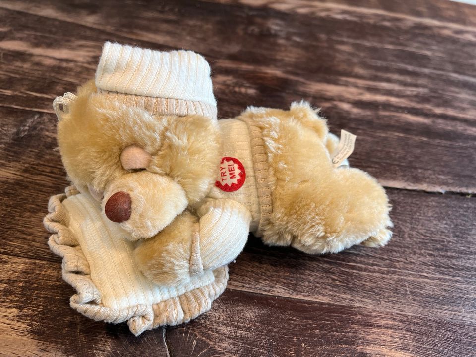 Schnarchbär schnarchender Teddybär auf Kissen beige in Marl