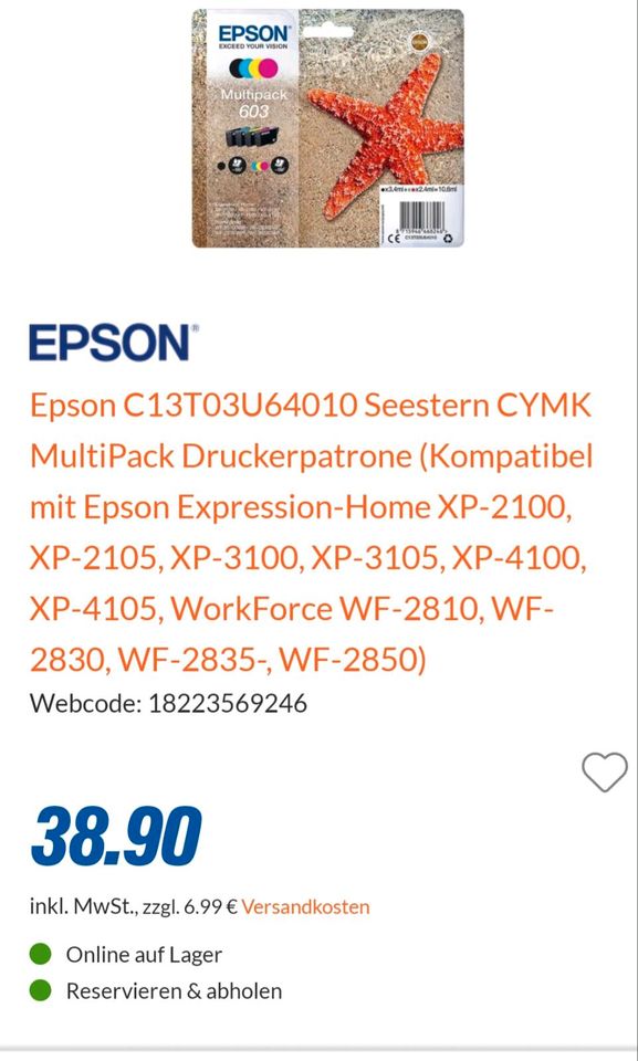 Epson multipack in Halbemond