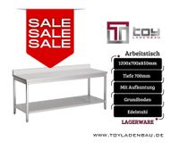 Arbeitstisch mit Aufkantung, Grundboden, Tiefe 70 cm, Länge 1,2 m, Edelstahl, Arbeitstisch für Gastronomieküche, Küchenarbeitstisch, Edelstahltisch, Gastronomiebedarf, Küchentisch Nordrhein-Westfalen - Herne Vorschau