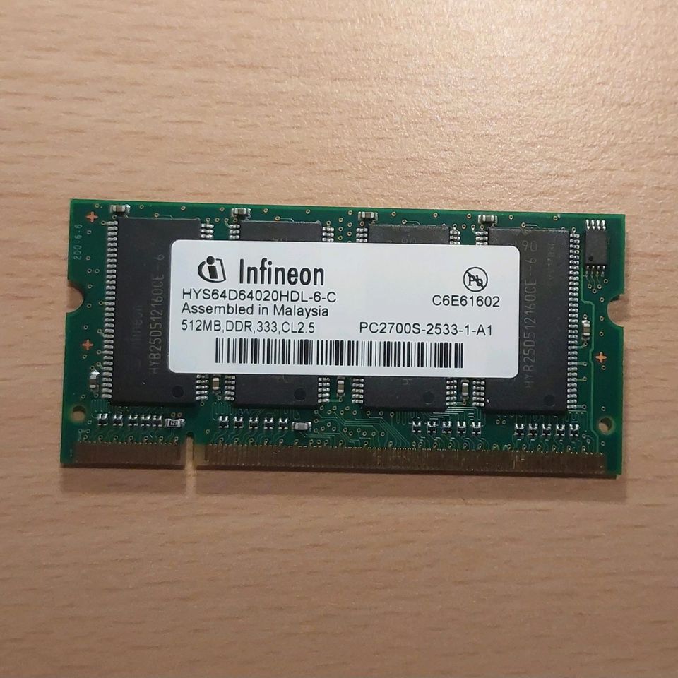 Arbeitsspeicher für Laptop (RAM) 512Mb DDR 333 PC2700S in Tübingen