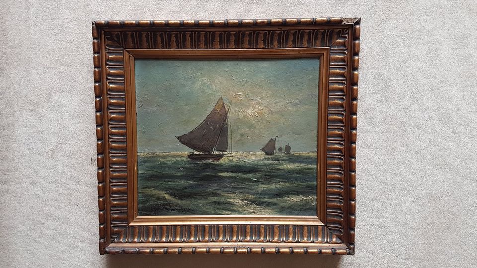 Ölgemälde Gemälde Öl frühes 20. Jh. Meer mit Booten in Köln