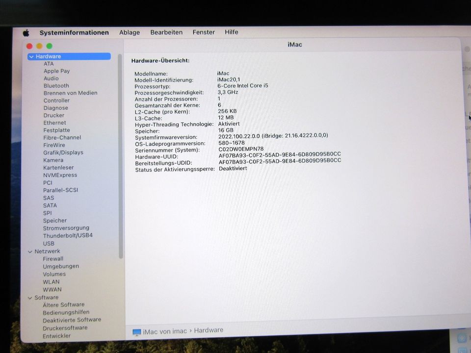 Apple iMac 27 Zoll 5K,SixCore i5-3,30Ghz,16GB,1TB SSD,Sonoma in Mölln