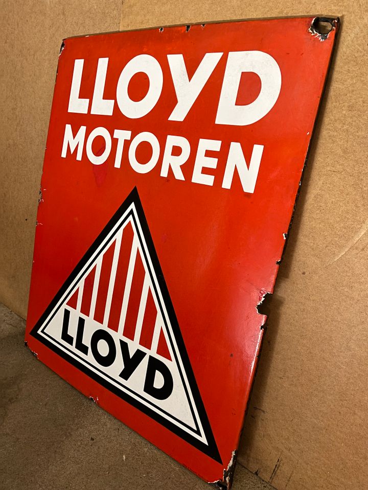 Lloyd Motoren Emailschild Reklame Schild Werbung Emaille Tafel in Illerkirchberg