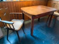 Tisch Holztisch 3 Stühle Küche Eßzimmer massiv Bastler vintage Nordrhein-Westfalen - Lohmar Vorschau