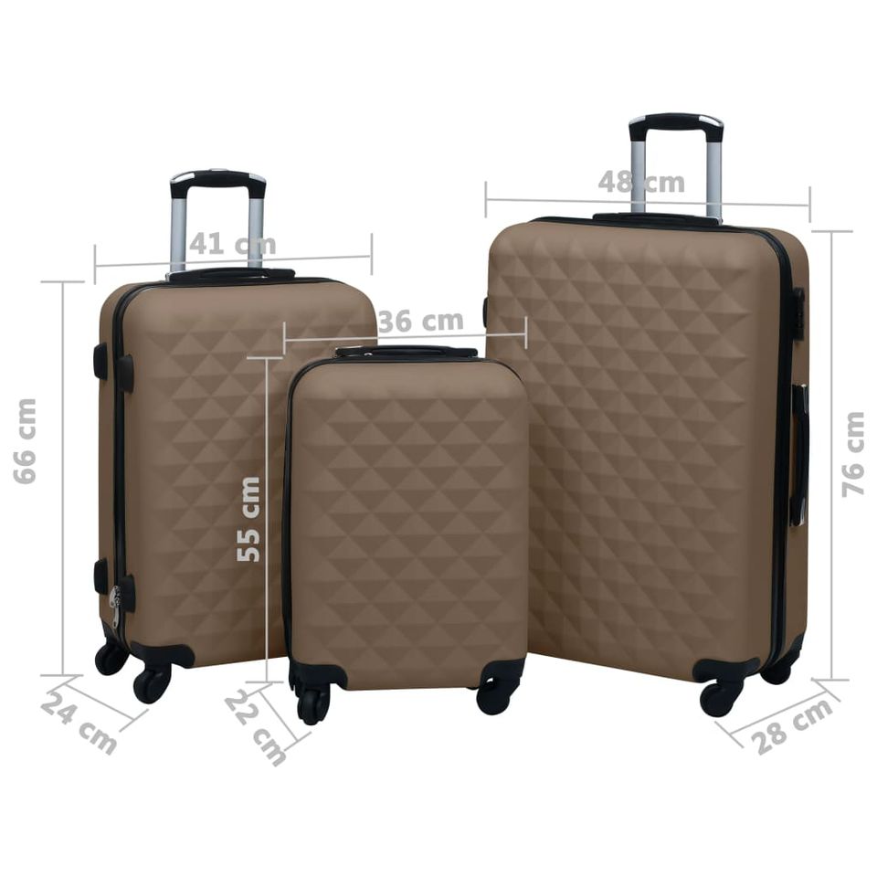 Hartschalen-Trolley-Set 3 Stk. Reisekoffer Koffer Braun ABS in Bad Kissingen