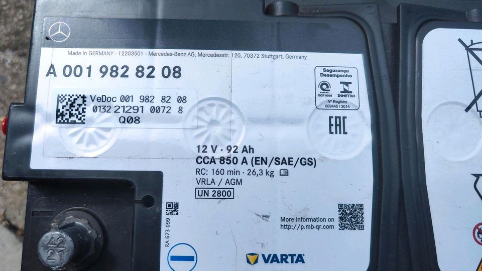 Starterbatterie 850 A 92 Ah Varta Mercedes in Flöha 