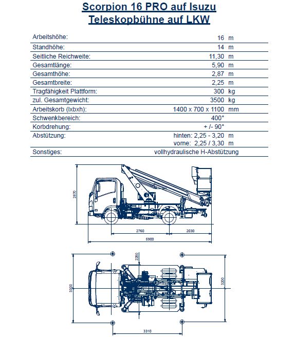 Arbeitsbühne Oil & Steel Scorpion 16 pro zu vermieten in Merenberg