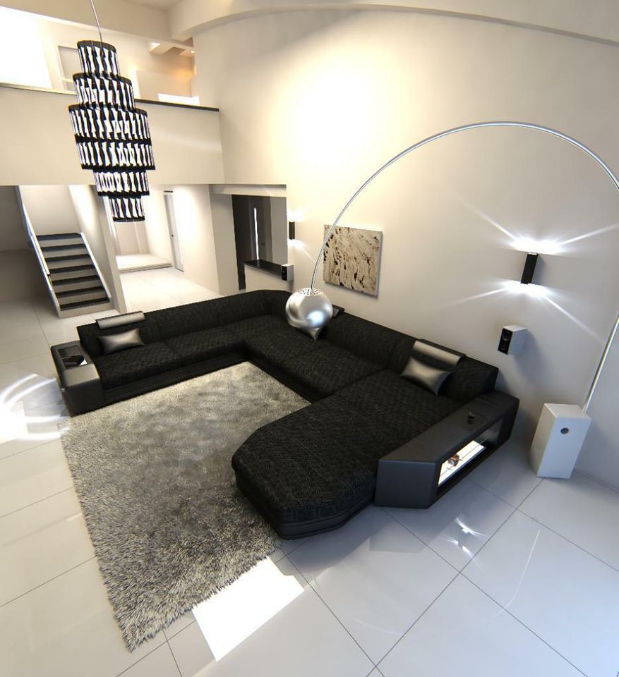 Couch Sofa Wohnlandschaft Prato in Stoff als XXL Ausführung  LED in Berlin