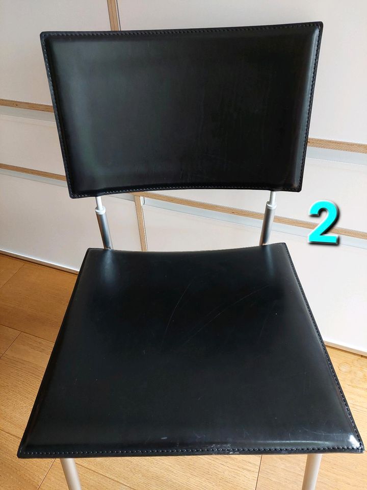 2 x 2 Stuhl Designer Lapalma Esstisch Büro Praxis schwarz Leder in Putzbrunn