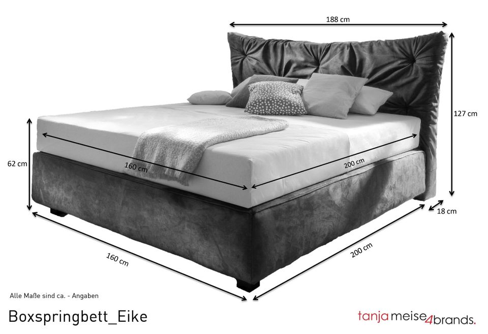 BOXSPRINGBETT "EIKE" Lfl. 180/200 cm in anthrazit ++SONDERPREIS in Löhne