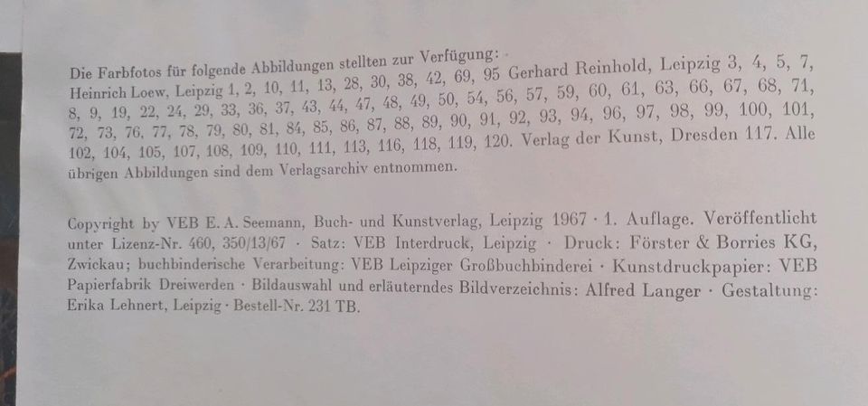 Dresdner Gemäldegalerie alte und neue Meister 1967 VEB Seemann in Krostitz