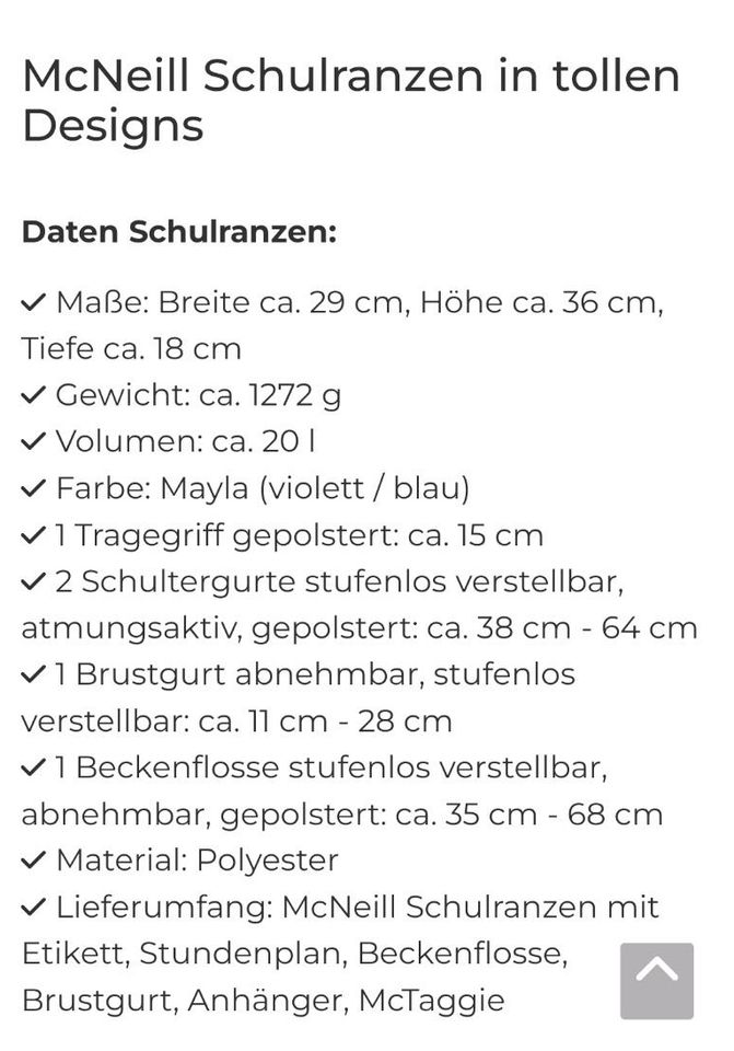 Schulranzen Set McNeill " Mayla" in Rengsdorf