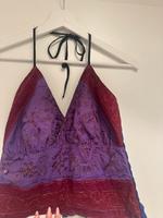 ibiza vintage top lila weinrot neckholder gold hippie M L süß Nordrhein-Westfalen - Oberhausen Vorschau