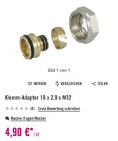 9x Klemm-Adapter 16 x 2,0 x M32 Niedersachsen - Lauenau Vorschau