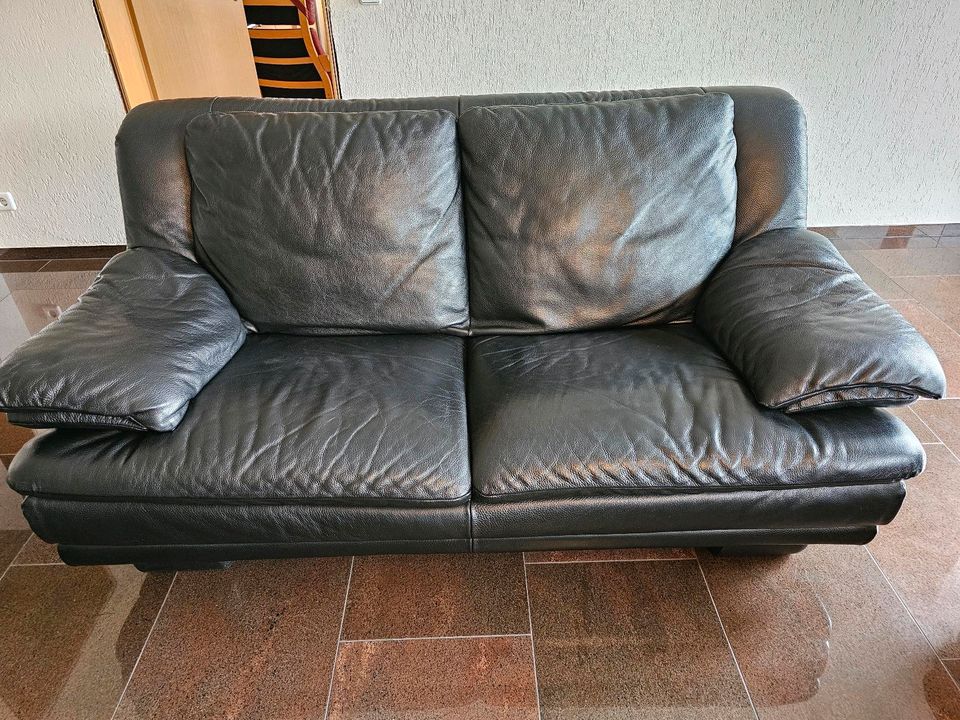 4 teilige italienische Ledercouch Sofa  NATUZZI schwarz in Limbach-Oberfrohna