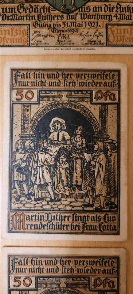 Geld Geldscheine Notgeld Eisenach Wartburg Martin Luther in Erfurt