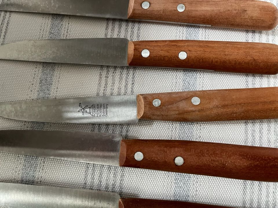 8 Messer Kirschholzgriff Windmühlenmesser Buckels Steakmesser in Lilienthal