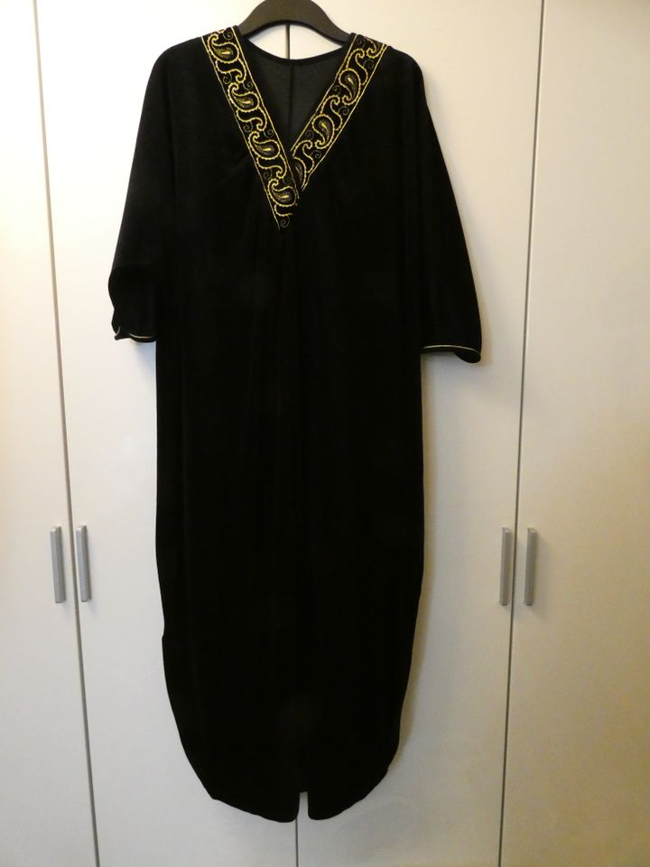 Miss Astor Kaftan schwarz gold Nikki Kleid Hauskleid M 38 40 in Mülheim (Ruhr)