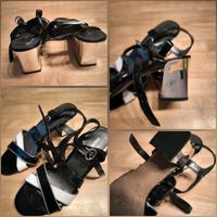 Sommer-Schuhe Riemchen Sandalen schwarz weiß silber Größe 38 Baden-Württemberg - Waghäusel Vorschau