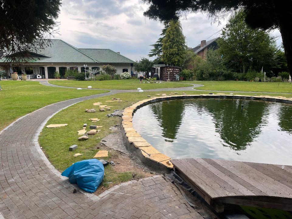 Teichbau Schwimmteich Teichfolie Verschweißen Koiteich Bachlauf in Dorsten