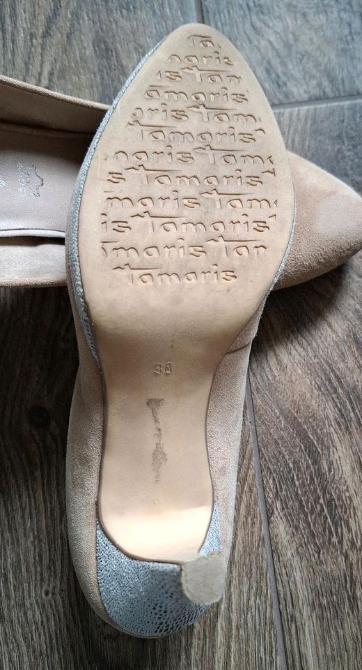 Tamaris Pumps,Gr. 38,beige/Glitzer,echt Leder,guter Zustand in Leipzig