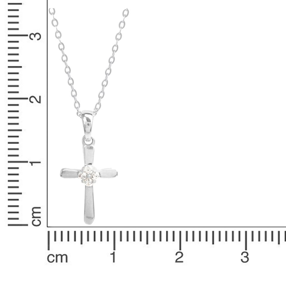 Kreuz Anhänger Silber 925 mit Zirkonia Steinen in der Mitte in Düsseldorf