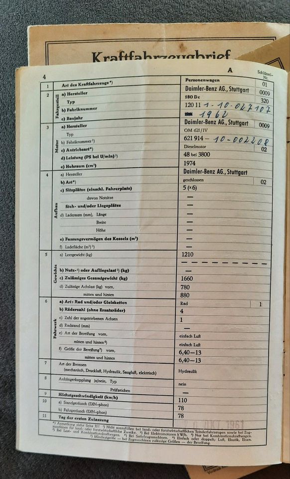 Daimler Benz 180 / 190 Diesel Oldtimer Mercedes 1957/61 in Northeim