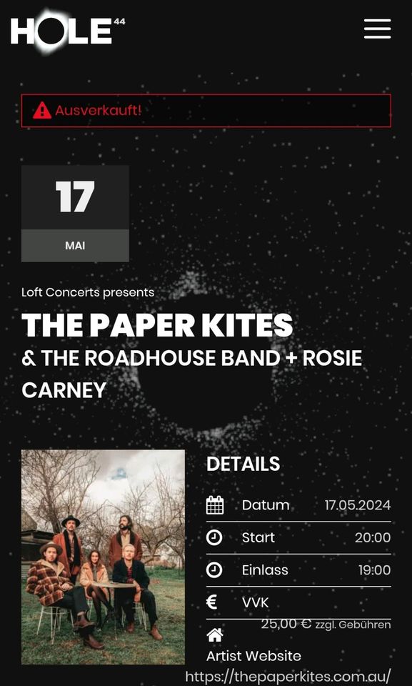 1 Ticket Paper Kites in Berlin heute Abend in Berlin