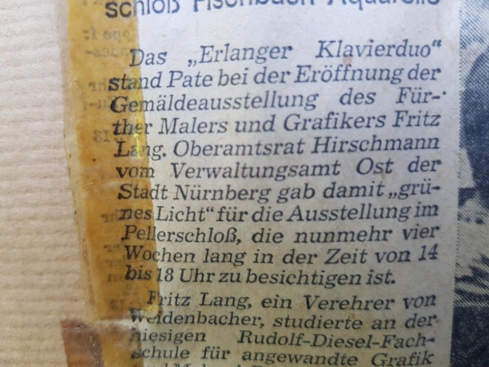 Fritz lang Nürnberg Fürth Ölgemälde Gemälde signiert Aquarell top in Fürth