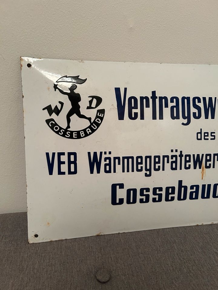 VEB Dresden Cossebaude Emailschild Emailleschild DDR in Schwerin