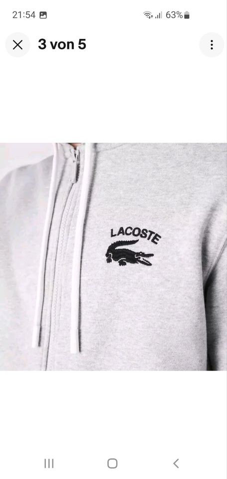 LACOSTE Kapuzenjacke / Hoodie Gr. L-  NEU!!! Grau in Hamburg