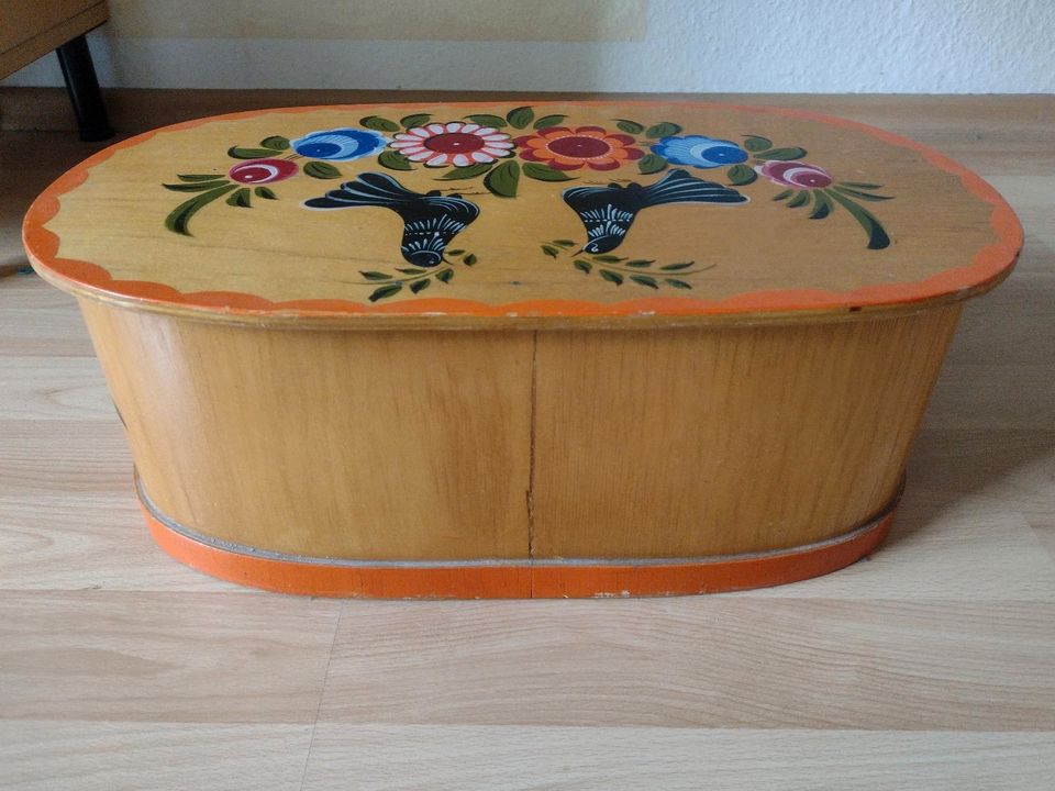 Vintage Aufbewahrung Box Brotbox ungarische Blumen Folklore Retro in Jena