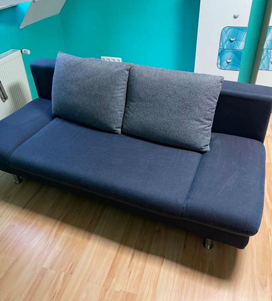 Schlafsofa mit Stauraum/Bettgestell in Dunkelblau in Essen