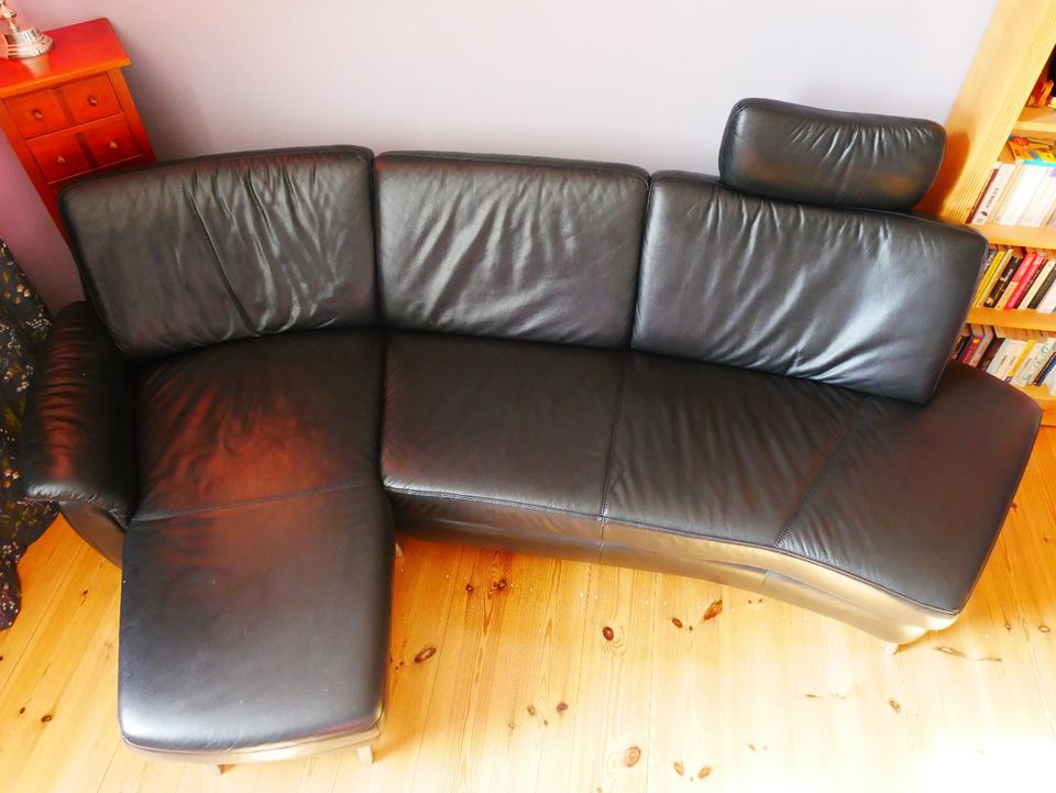Echtleder-Couch, M. Schillig, Echtleder-Sofa, Ecksofa, schwarz in Berlin