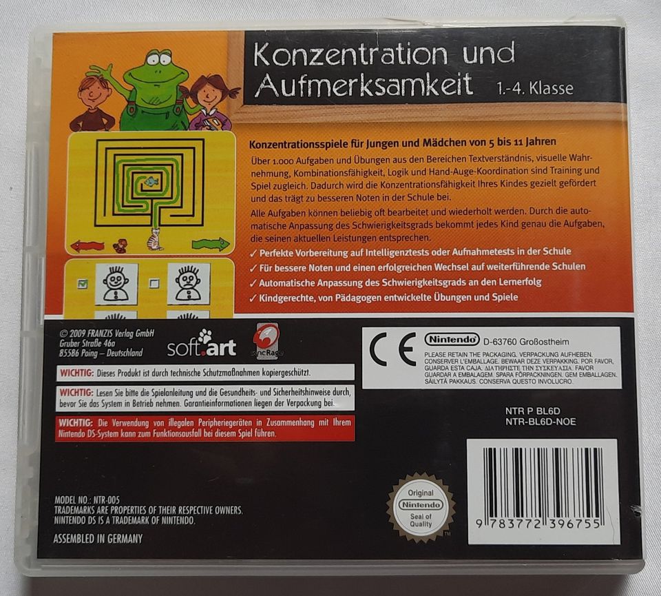 KONZENTRATION UND AUFMERKSAMKEIT KLASSE 1-4 2010 - NINTENDO DS in Schöningen