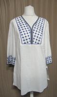 Alba Moda Damen Folklore Bluse Tunika Gr. 42 weiß blau Stickerei Nordrhein-Westfalen - Grevenbroich Vorschau