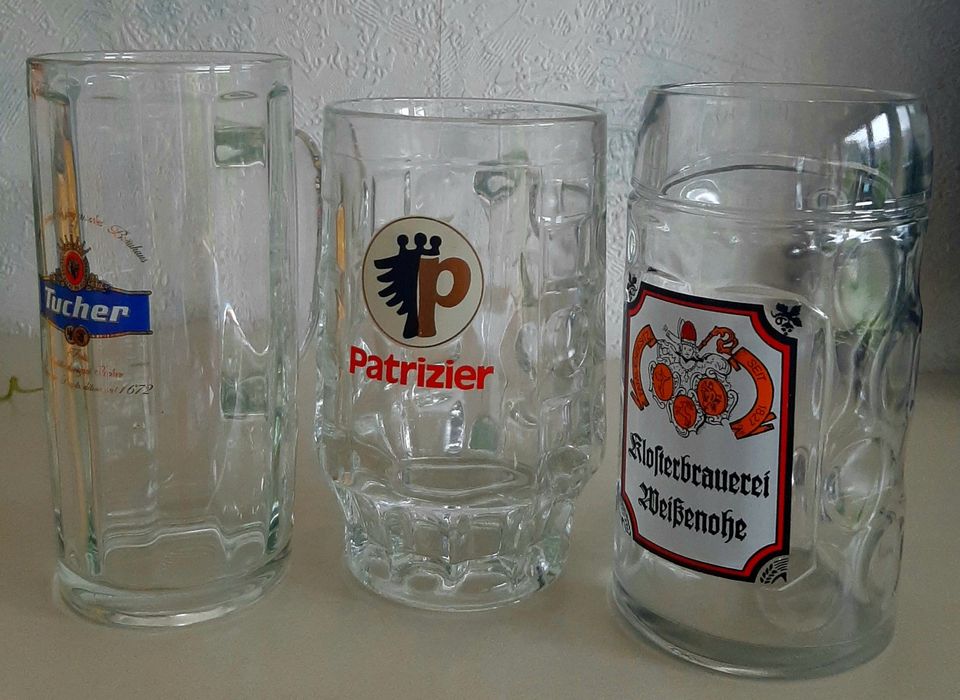 Glas-Bierkrüge und Gläser in Nürnberg (Mittelfr)