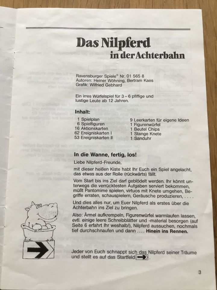 Das Nilpferd in der Achterbahn vollständig gut erhalten in Bühl