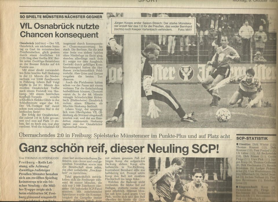 Preussen Münster: Journal, 2 Zeitungsberichte in Telgte
