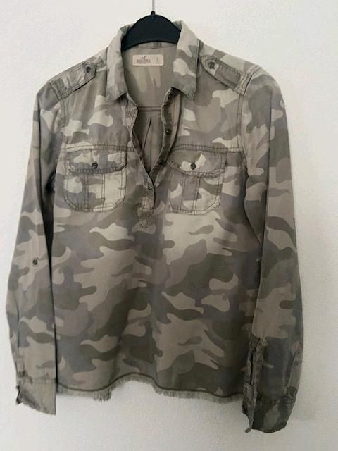 Hollister camouflage Hemd Bluse Tunika Army camou shirt Top Grey in Altenbeken