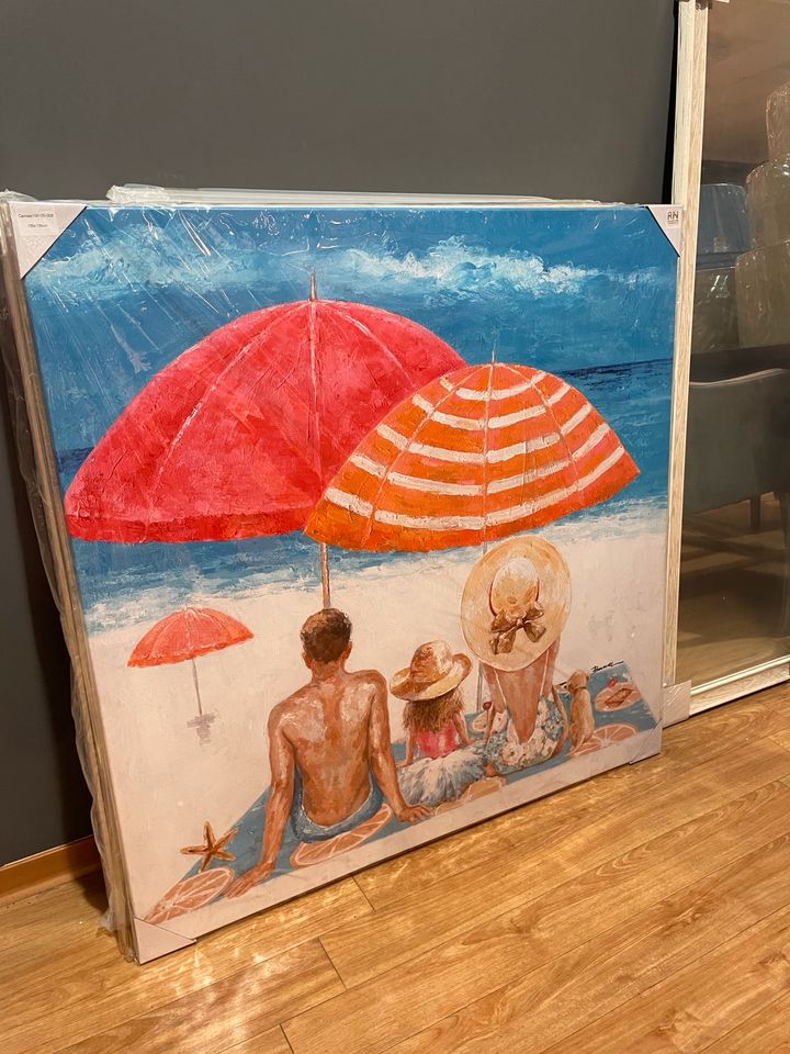 Leinwand Bild 100x100cm Canvas Family Urlaub Strand in Wesel