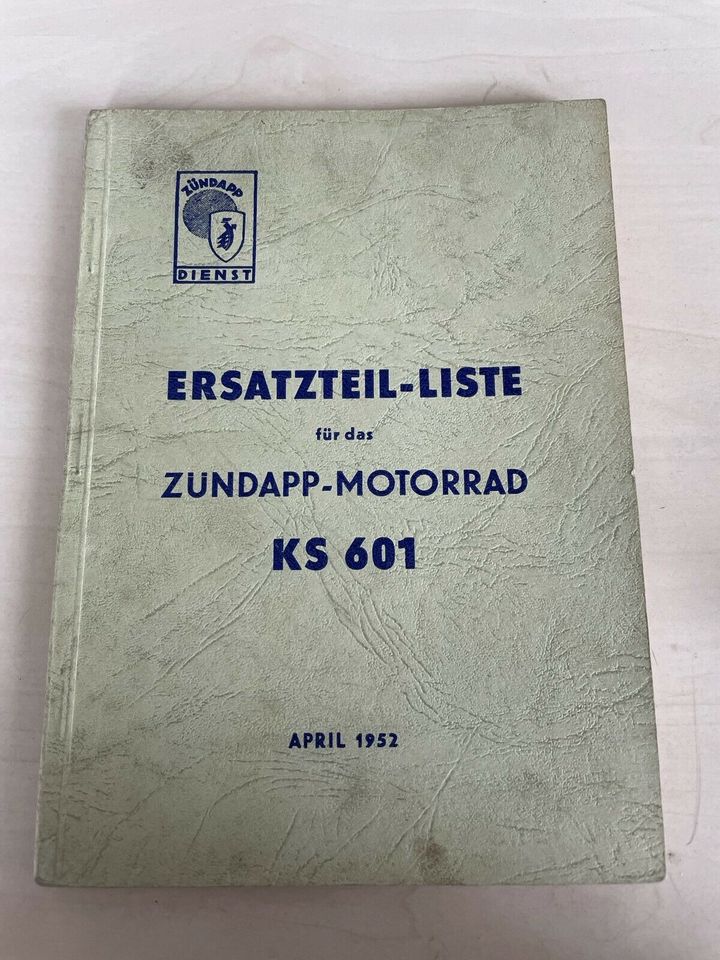 Zündapp KS 601 Ersatzteilliste 1952 in Bad Rappenau